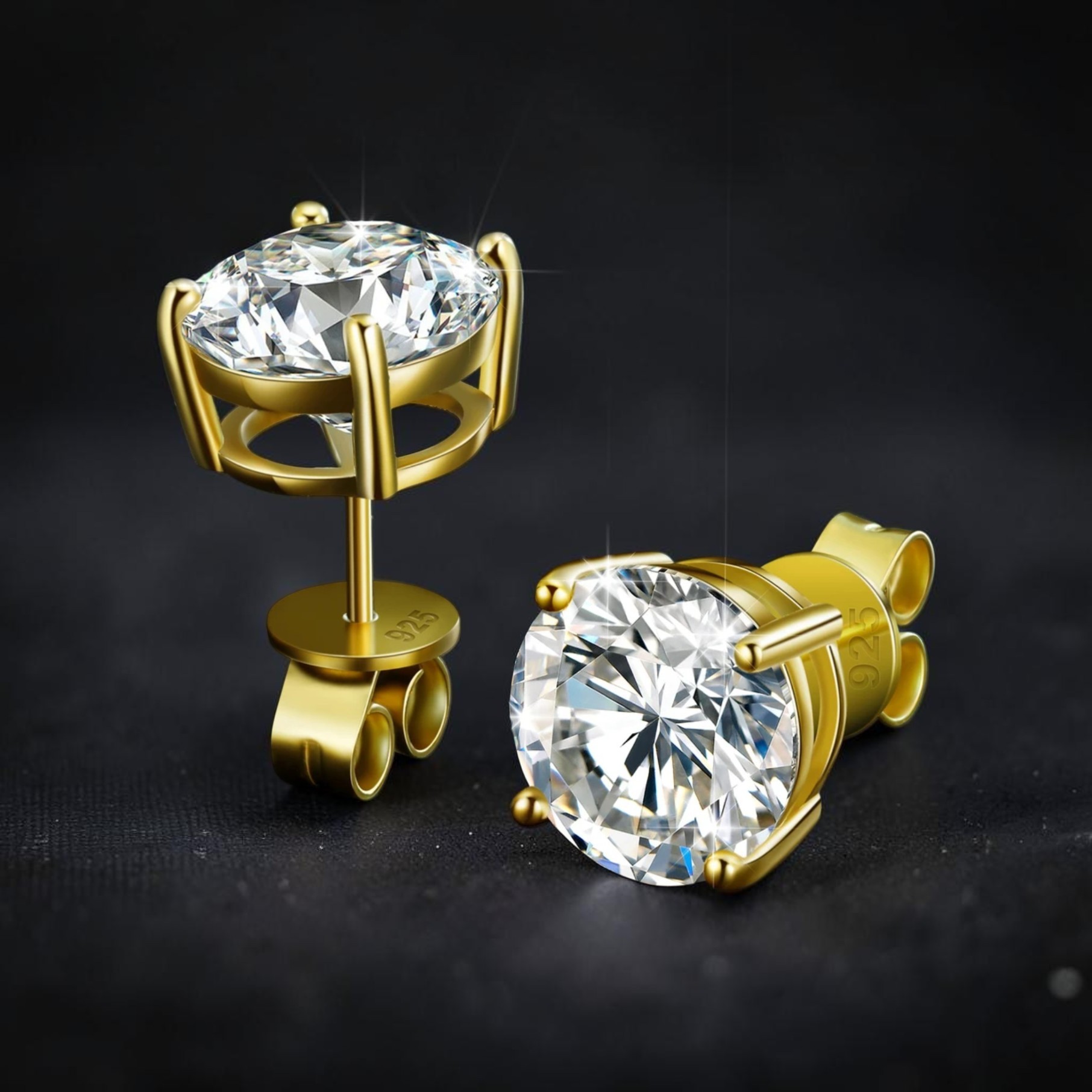 Ice Royale By Kichazone - Moissanite Stud Earrings, Round Cut D Color VVS1 Clarity Lab Created Moissanite Earrings Studs 18K White Gold Plated 925 Sterling Silver Jewelry for Women Men