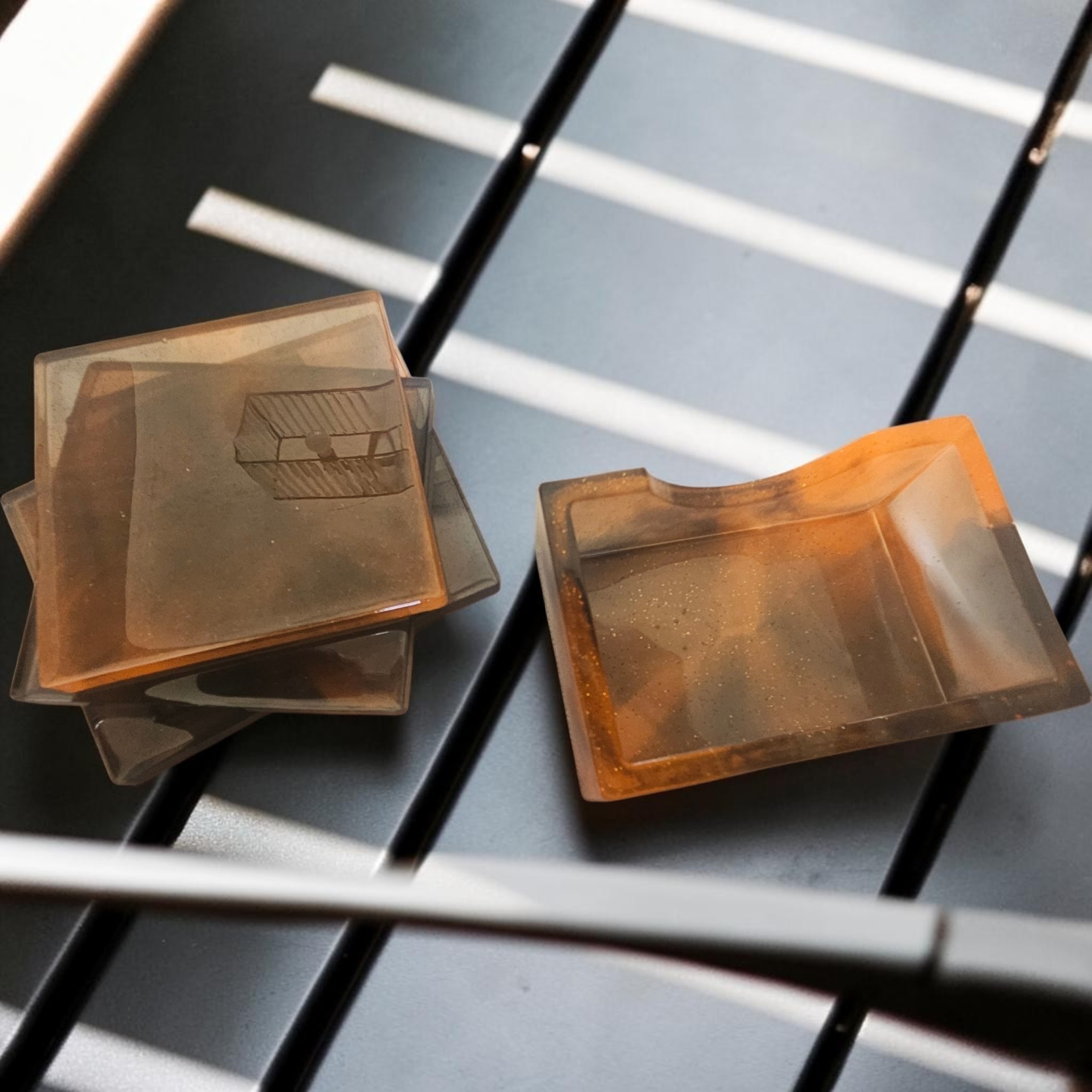Amber Glow Resin Coaster Set